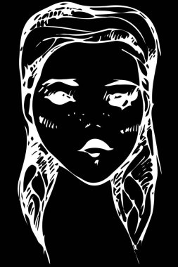 güzel bir genç kız yüzünü vektör çizimi