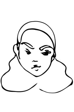 güzel bir genç kız yüzünü vektör çizimi