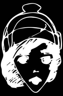 güzel bir genç kız yüzünü vektör çizimi