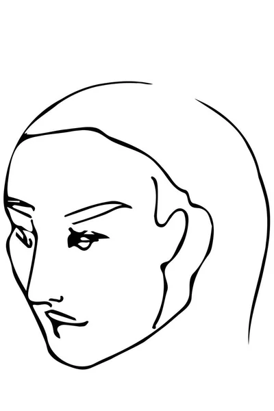 Dibujo vectorial de la cara de una hermosa joven — Vector de stock