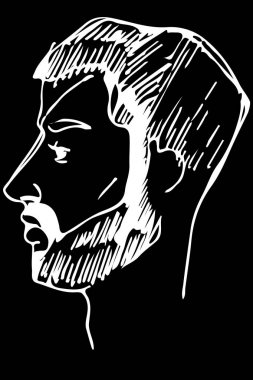 Yetişkin bir erkek sakallı yüzü vektör çizimi