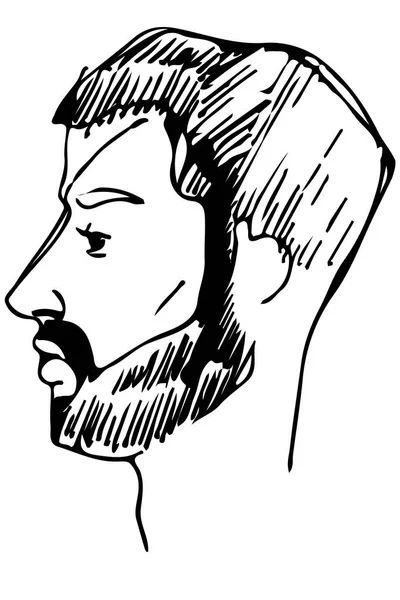 Vector skiss i ansiktet av en vuxen man med ett skägg — Stock vektor