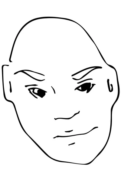 Croquis vectoriel du visage de l'adulte chauve ma — Image vectorielle