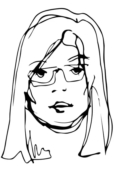 Dibujo vectorial de una joven hermosa chica rubia con gafas — Vector de stock