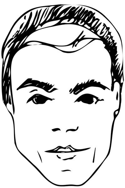Croquis vectoriel du visage d'un beau jeune homme — Image vectorielle