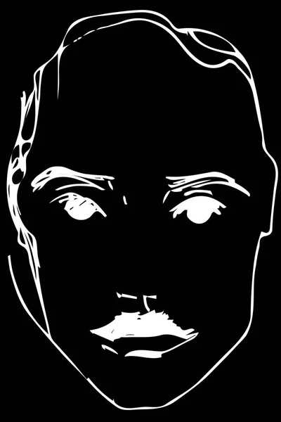 Векторний ескіз молодого чоловіка з вусами — стоковий вектор