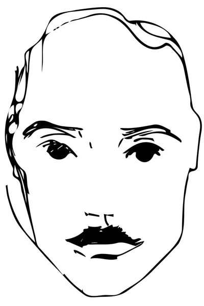 Vector schets van een jonge man met een snor — Stockvector