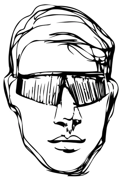 Vector sketch of a young man in sunglasses — Stock Vector