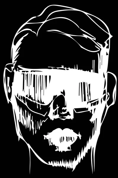Vektor vázlatot egy portré egy férfi napszemüveg — Stock Vector