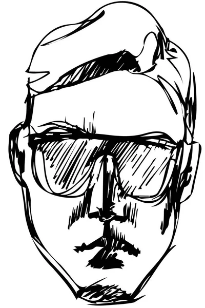 Σκίτσο διάνυσμα για ένα πορτρέτο ενός άνδρα σε γυαλιά ηλίου — Διανυσματικό Αρχείο
