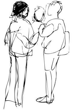 Kroki genç insanlar sokakta iletişim