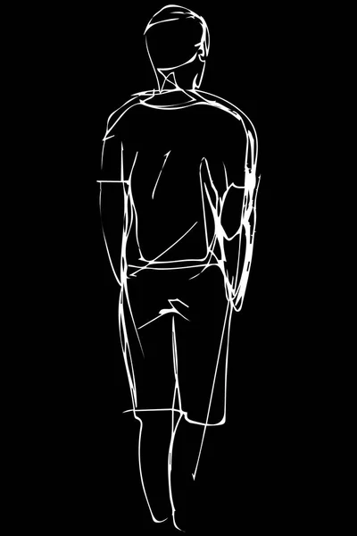 Sketch young man turned away — Stock Vector