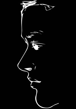 genç bir adamın profil portresi için kroki