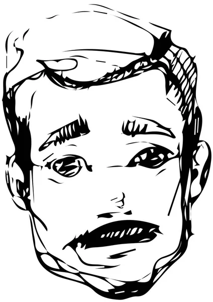 一个留着小胡子的男人肖像素描 — 图库矢量图片