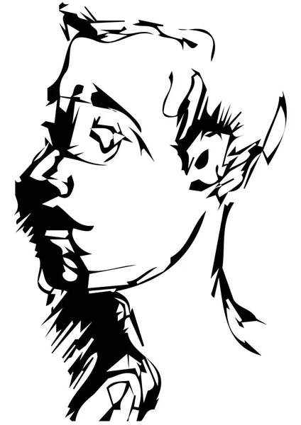Boceto para el retrato del perfil de un joven — Vector de stock