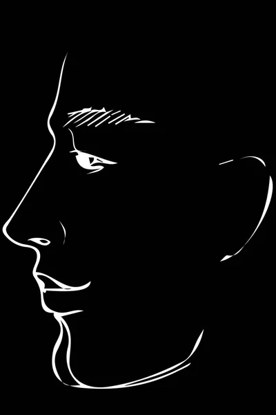 Skissar porträtt av en ung mans profil — Stock vektor