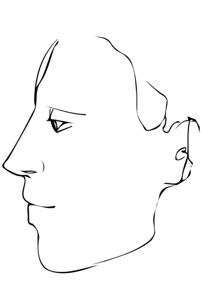 Эскиз к портрету профиля молодого человека — стоковый вектор