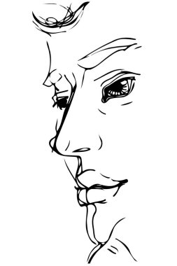 Kroki için büyük dudaklı bir adam portresi