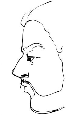  profilde sakallı kızgın Amca kroki