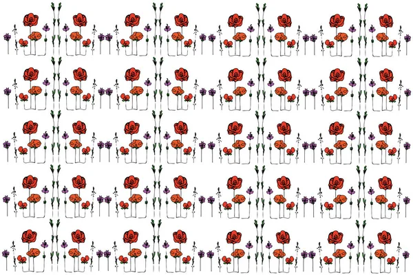 Abstraktes Bild von Blumen, Mohn und Gras — Stockvektor