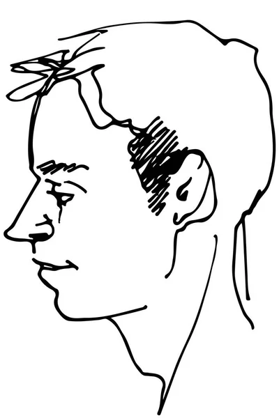 Croquis vectoriel d'un beau profil d'homme — Image vectorielle
