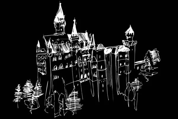 一个高中世纪城堡的矢量剪影 — 图库矢量图片#