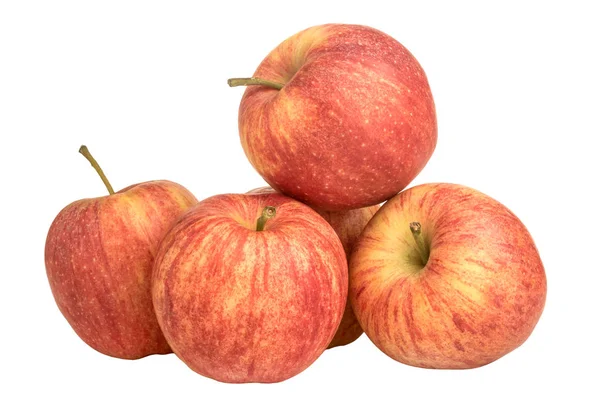 Image Still Life Four Apples Ponytails White Background — Stock Photo, Image