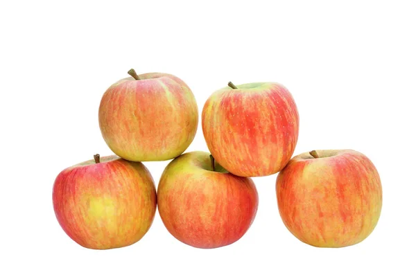 Bild Frukt Röd Gula Äpplen Vit Bakgrund — Stockfoto
