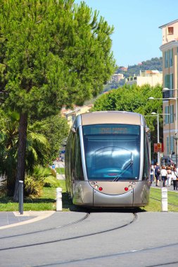 Modern tram in Nice, France clipart