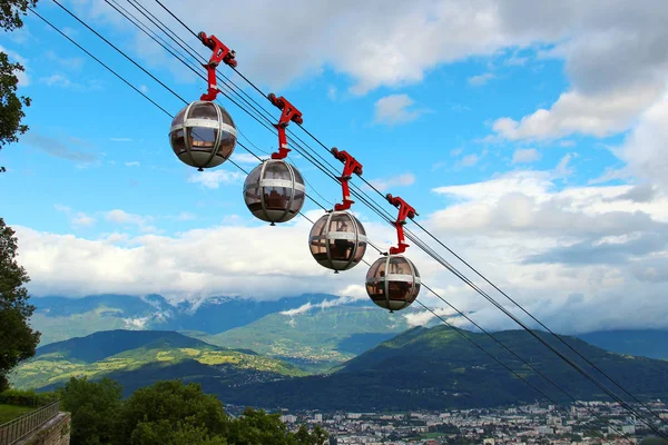 French Alps and Grenoble-Bastille cable car, France — Stock Photo, Image