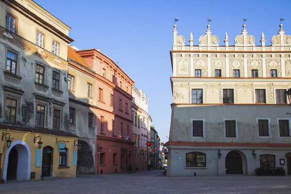 Grodzka street and Rynek square in the old town of Lublin, Poland
