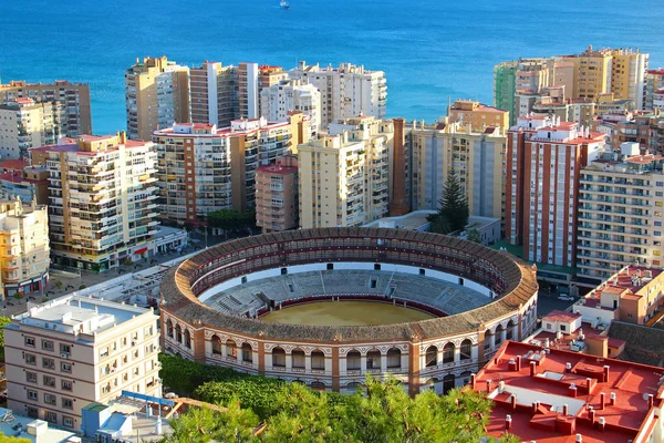 Luchtfoto van Malagueta stierenarena, Malaga, Spanje — Stockfoto