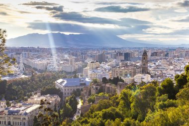 Malaga, İspanya havadan görünümü
