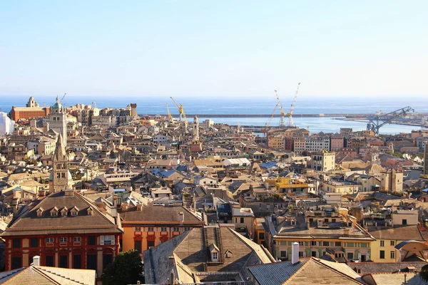 Vue Aérienne Centre Historique Gênes Port Maritime Italie — Photo