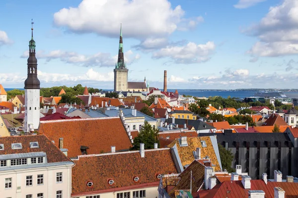 Aerial View Tallinn Old Town Town Hall Tower Holy Spirit — Stock Photo, Image