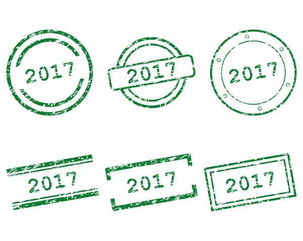2017 stamps on white — Stock Vector
