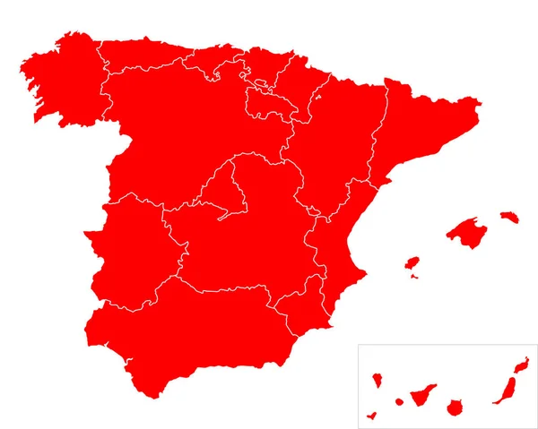 Dokładna mapa Hiszpanii — Wektor stockowy