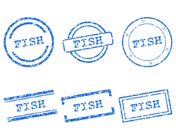 Poisson timbres sur blanc — Image vectorielle