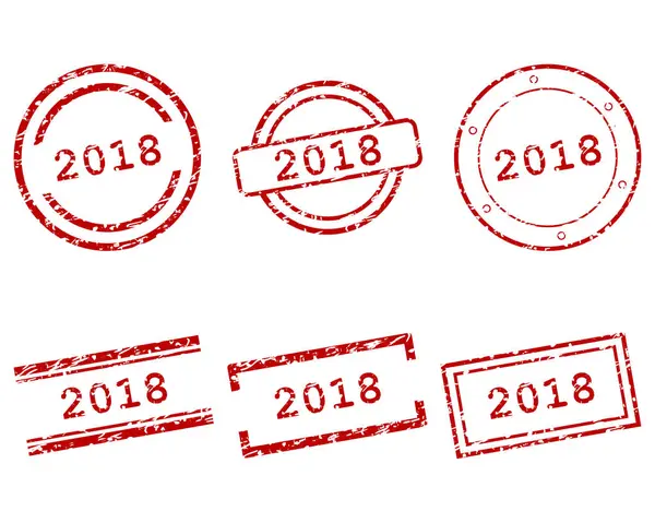 2018 stamps on white — Stock Vector