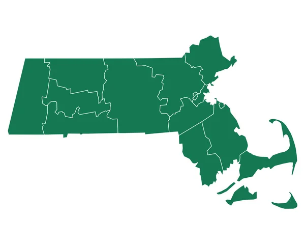 Massachusetts doğru harita — Stok Vektör
