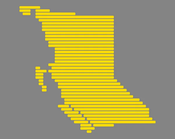 Mapa Britské Kolumbie — Stockový vektor
