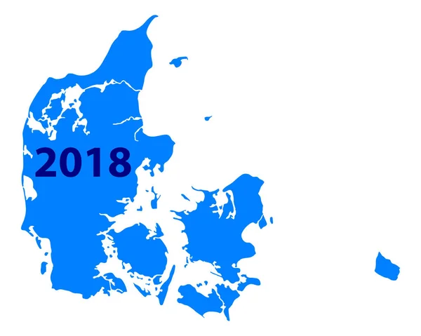 La mappa di Danimarca 2018 — Vettoriale Stock