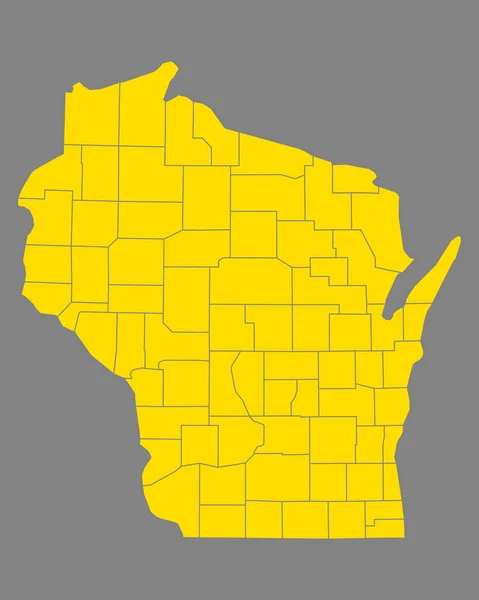 Mapa exacto de Wisconsin — Vector de stock