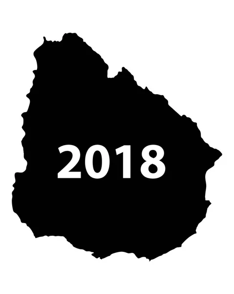 Uruguay 2018 Haritası — Stok Vektör