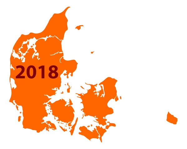 Mapa de Dinamarca 2018 — Vector de stock