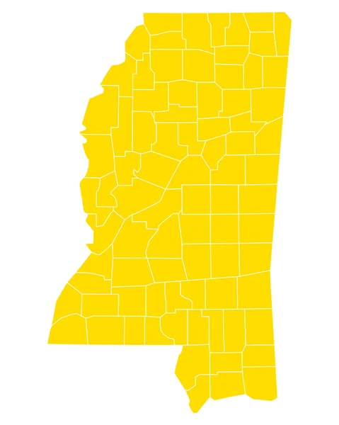 Nauwkeurige kaart van Mississippi — Stockvector