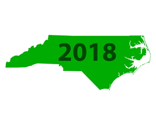 Kaart van North Carolina 2018 — Stockvector