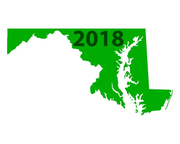 Mappa del Maryland 2018 — Vettoriale Stock
