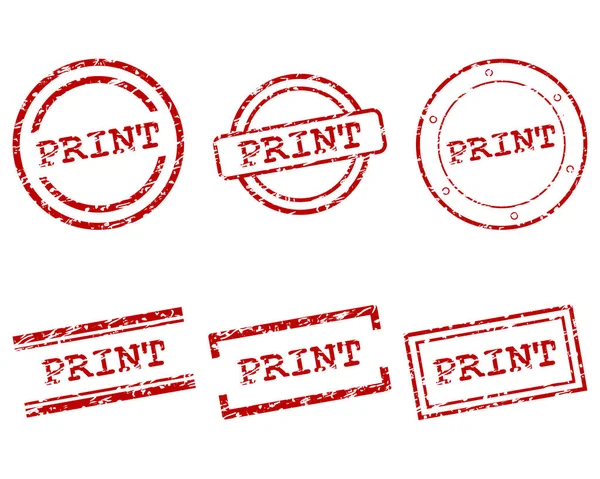 Εκτυπώσετε γραμματόσημα σε λευκό — Διανυσματικό Αρχείο