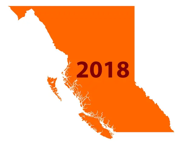 Map of British Columbia 2018 — Stock Vector